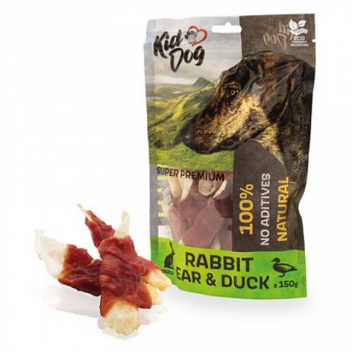 KIDDOG Super Premium 100% Nyúlfül kacsamellel (150 g)